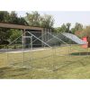 Large Metal Chicken Coop Walk-in Poultry Cage Hen Run House Rabbits Habitat Cage Spire Shaped Coop with Waterproof and Anti-Ultraviolet Cover (9.8\' L