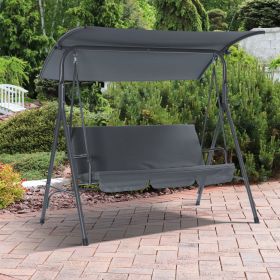 3-Person Patio Glider Swing Chair With Stand;  Porch Lawn Swing With Removable Cushion And Convertible Canopy