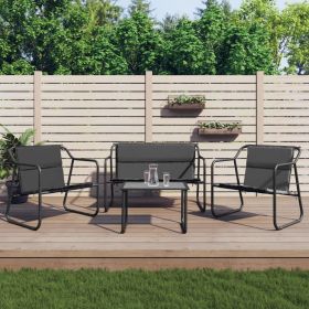 4 Piece Patio Lounge Set with Cushions Anthracite Steel