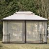 13 Ft. W x 9.7 Ft. D Iron Patio Outdoor Gazebo, Double Roof Soft Canopy Garden Backyard Gazebo with Mosquito Netting Suitable for Lawn, Garden, Backya