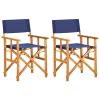Director's Chairs 2 pcs Solid Acacia Wood Blue