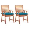 Patio Dining Chairs 2 pcs with Cushions Solid Acacia Wood