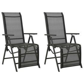 Reclining Patio Chairs 2pcs Textilene and Aluminum Black