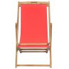 Folding Beach Chair Solid Teak Wood Red