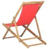 Folding Beach Chair Solid Teak Wood Red