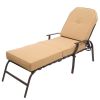 Adjustable Outdoor Steel Patio Chaise Lounge Chair with 5 Positions, UV-Resistant Cushions Beige