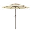 9Ft 3-Tiers 24LEDS Patio Umbrella Beige
