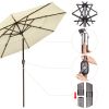 9Ft 3-Tiers 24LEDS Patio Umbrella Beige