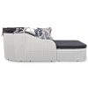 79.9" Outdoor Sunbed with Adjustable Canopy; Double lounge; PE Rattan Daybed; White Wicker; Gray Cushion
