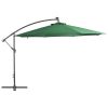 Cantilever Umbrella with LED Lights and Metal Pole 137.8" Green