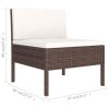 3 Piece Patio Lounge Set with Cushions Poly Rattan Brown