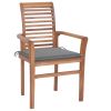 Dining Chairs 6 pcs with Gray Cushions Solid Teak Wood