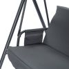 3-Person Patio Glider Swing Chair With Stand;  Porch Lawn Swing With Removable Cushion And Convertible Canopy