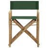 Folding Director's Chairs 2 pcs Green Bamboo and Fabric