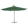 Cantilever Umbrella with LED Lights and Metal Pole 137.8" Green