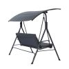 3-Person Patio Glider Swing Chair With Stand;  Porch Lawn Swing With Removable Cushion And Convertible Canopy