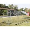Large Metal Chicken Coop Walk-in Poultry Cage Hen Run House Rabbits Habitat Cage Spire Shaped Coop with Waterproof and Anti-Ultraviolet Cover (9.8\' L