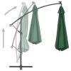 Cantilever Umbrella with LED Lights and Metal Pole 137.8" Green