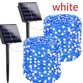 Outdoor Rain-proof Solar Copper Wire Lamp (Option: White-12meters 100lamp)