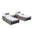 Direct Wicker Outdoor 3PCS Deluxe Patio Adjustable Wicker Rattan Chaise Lounge Set with Cushions and Table