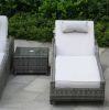 Direct Wicker Outdoor 3PCS Deluxe Patio Adjustable Wicker Rattan Chaise Lounge Set with Cushions and Table